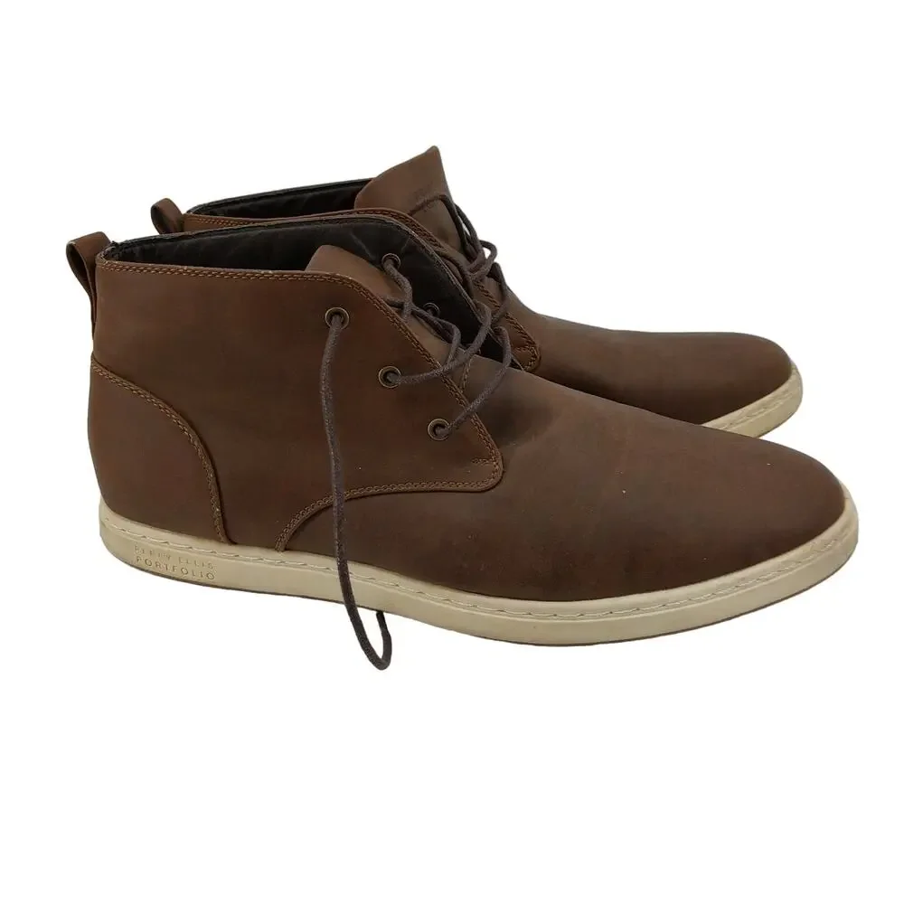 Perry Ellis Portfolio Men's Brown Lace Up Demi Hi Casual Dress Sneaker